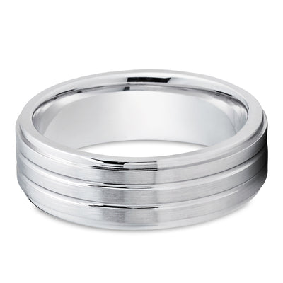 Grooved Wedding Ring - White Gold Ring - Man's Wedding Ring - Woman's Ring - 14k Gold