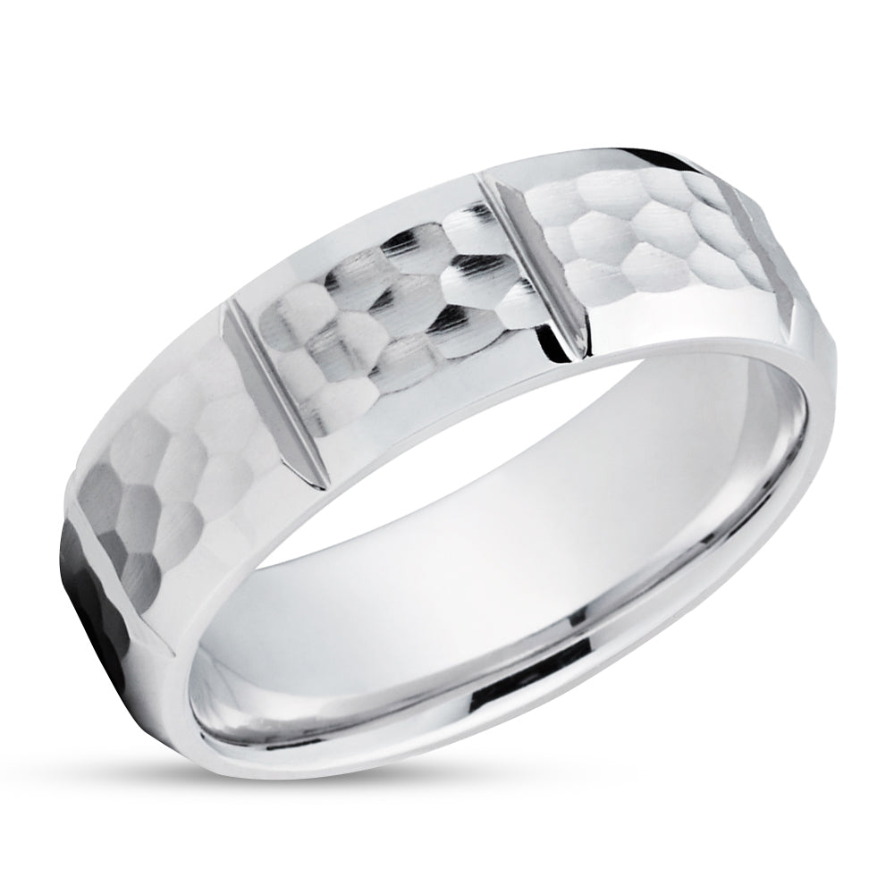 Hammered Wedding Ring - Gold Wedding Ring - 14k Gold Ring - White Gold Ring - Engagement Ring