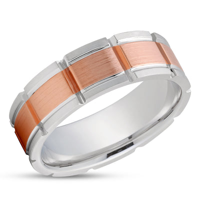 Rose Gold Wedding Ring - Rose Gold Wedding Band - 14k Rose Gold Ring - White Gold Ring