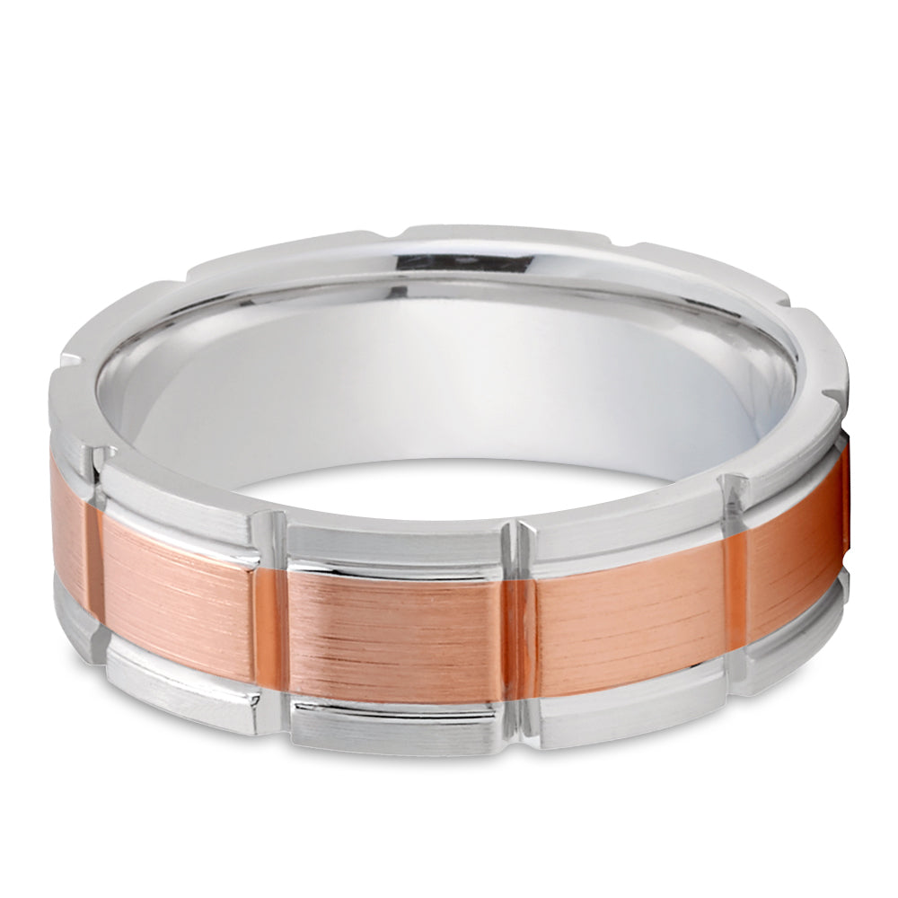 Rose Gold Wedding Ring - Rose Gold Wedding Band - 14k Rose Gold Ring - White Gold Ring