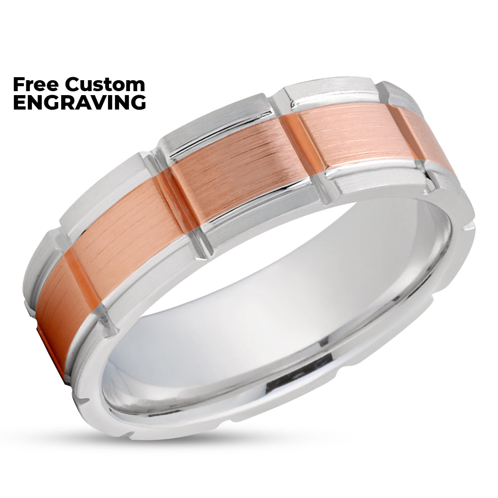 Rose Gold Wedding Ring - Rose Gold Wedding Band - 14k Rose Gold Ring - White Gold Ring