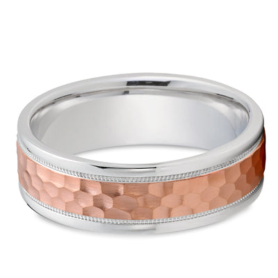 Rose Gold Wedding Ring - Hammered Wedding Ring - Rose Gold Ring - 14k Rose Gold Ring