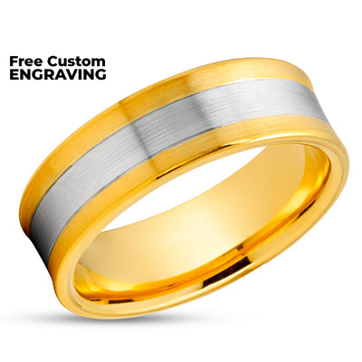 Yellow Gold Wedding Ring - White Gold Ring - 14K Gold Ring - Anniversary Ring - Concave Ring