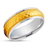Hammered Wedding Ring - Yellow Gold Ring - 14k Gold Wedding Ring - Anniversary Ring
