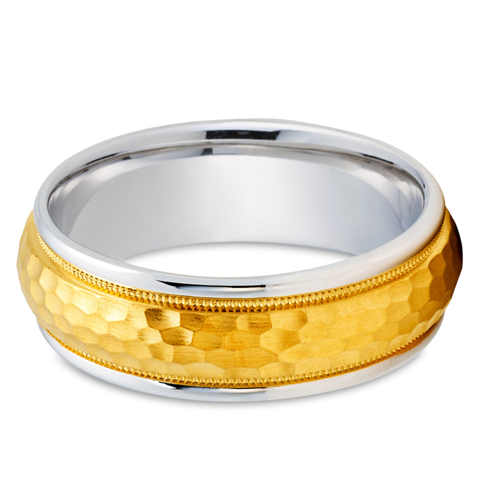 Hammered Wedding Ring - Yellow Gold Ring - 14k Gold Wedding Ring - Anniversary Ring