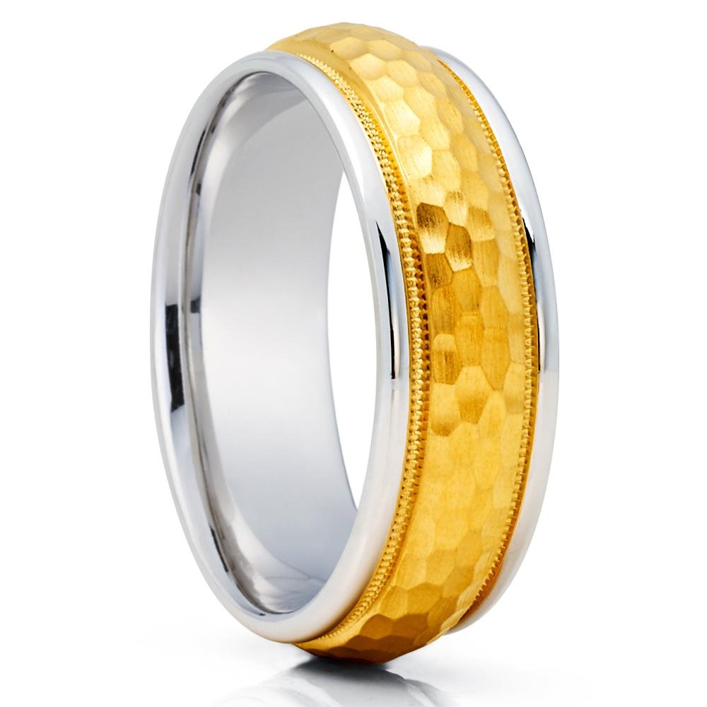 Hammered Wedding Ring - Yellow Gold Ring - 14k Gold Wedding Ring - Anniversary Ring