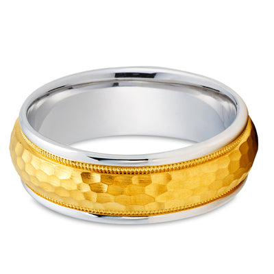 Hammered Wedding Ring - Yellow Gold Ring - 14k Gold Wedding Ring - Anniversary Ring