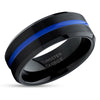 Blue Tungsten Wedding Ring - Black Wedding Band - Blue Wedding Ring - Anniversary