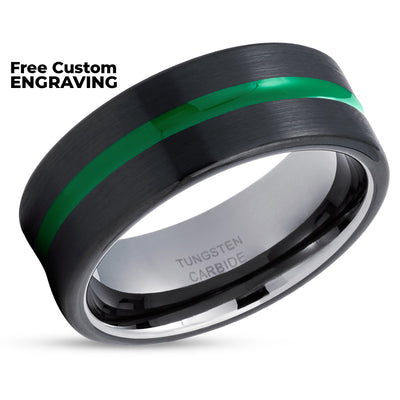 Gunmetal Tungsten Ring - Green Tungsten Ring - Black Tungsten Ring - Unisex - Black Ring