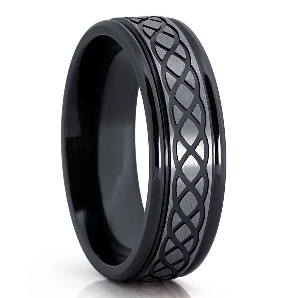 Zirconium Wedding Ring - Black Wedding Ring - Infinity Ring - Black Wedding Band - Ring