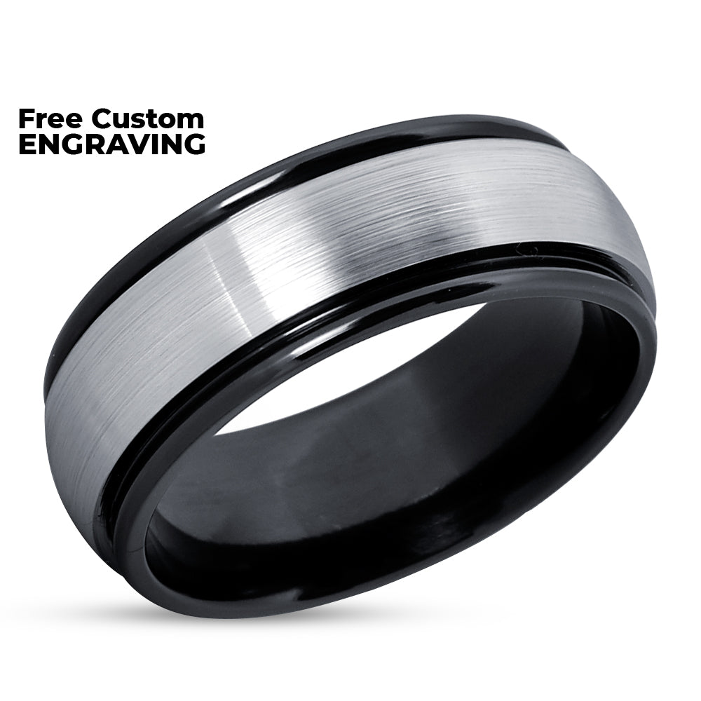 Zirconium Wedding Ring - Black Zirconium Wedding Ring - Black Wedding Band - Black Ring