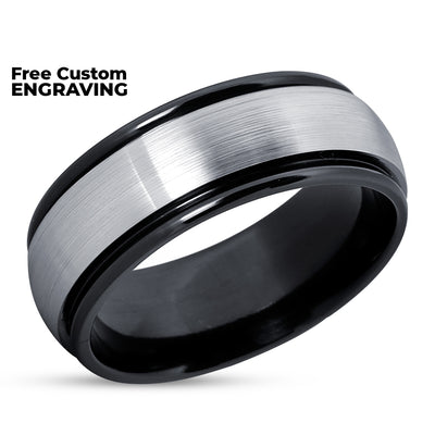 Zirconium Wedding Ring - Black Zirconium Wedding Ring - Black Wedding Band - Black Ring