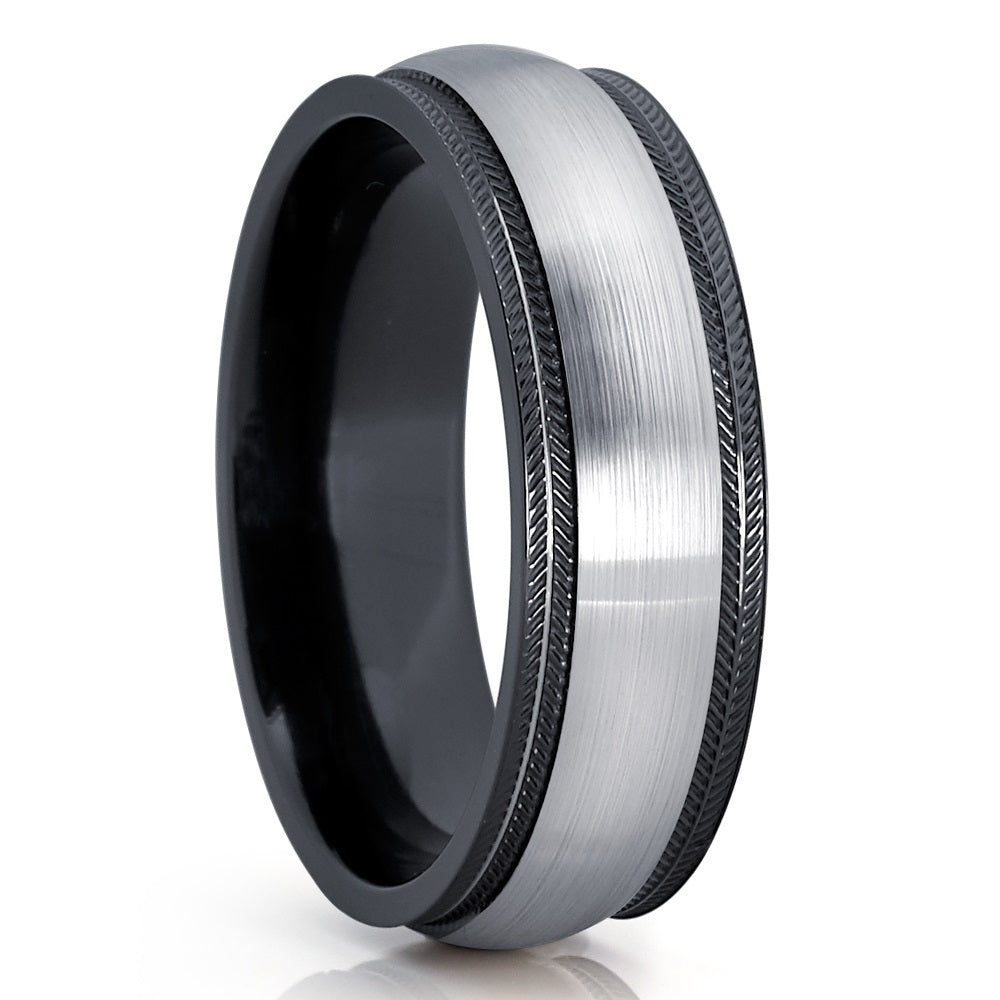 Zirconium Wedding Band - Black Wedding Ring - Black Zirconium Ring - Engagement Ring