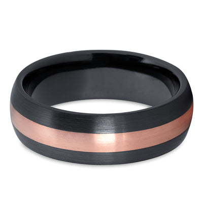 Black Zirconium Ring - Rose Gold Wedding Ring - 14k Rose Gold - Zirconium Ring