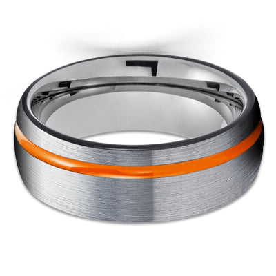 Orange Tungsten Wedding Band - Black Tungsten Wedding Ring - Gray Tungsten - Gunmetal
