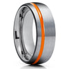 Orange Tungsten Wedding Band - Black Tungsten Wedding Ring - Gray Tungsten - Gunmetal