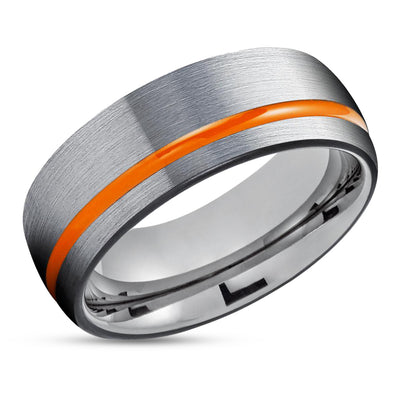 Orange Tungsten Wedding Band - Black Tungsten Wedding Ring - Gray Tungsten - Gunmetal