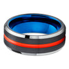 Orange Tungsten Wedding Band - Orange Tungsten Ring - Blue Tungsten Ring - Black Ring