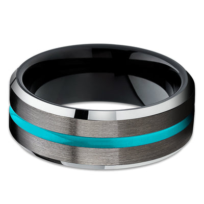 Turquoise Tungsten Ring - Gunmetal Tungsten Ring - Black Tungsten Ring - Unique Ring