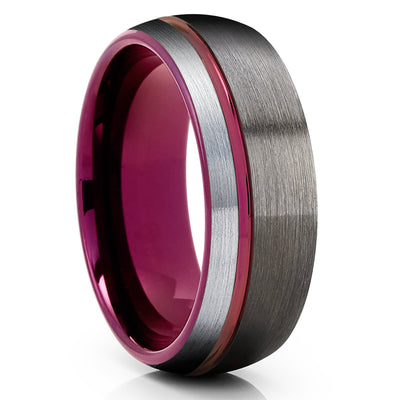 Purple Wedding Ring - Gunmetal Wedding Ring - Tungsten Wedding Ring - Wedding Ring