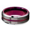 Purple Wedding Ring - Gunmetal Tungsten Ring - Anniversary Ring - Purple Ring