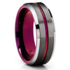 Purple Wedding Ring - Gunmetal Tungsten Ring - Anniversary Ring - Purple Ring