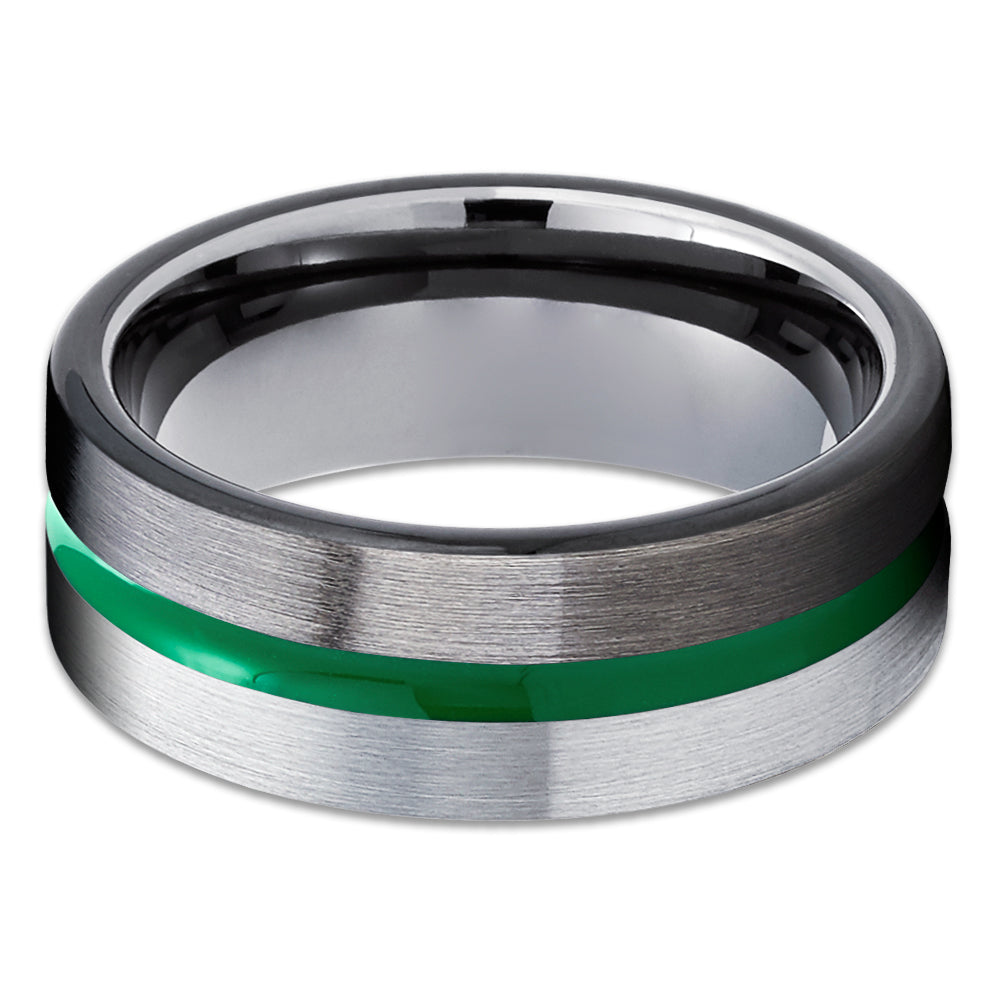 Gunmetal Tungsten Ring - Green Tungsten Ring - Gray Tungsten Ring - Engagement Ring