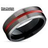 Gunmetal Tungsten Wedding Band - Red Tungsten Ring - Black Tungsten Wedding Ring