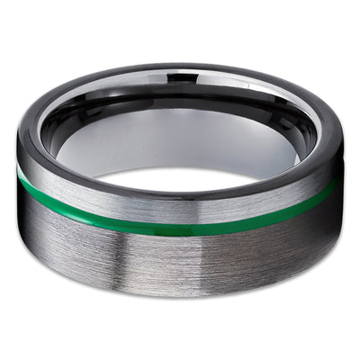 Gunmetal Tungsten Ring - Green Tungsten Ring - Black Tungsten Ring - Green Tungsten