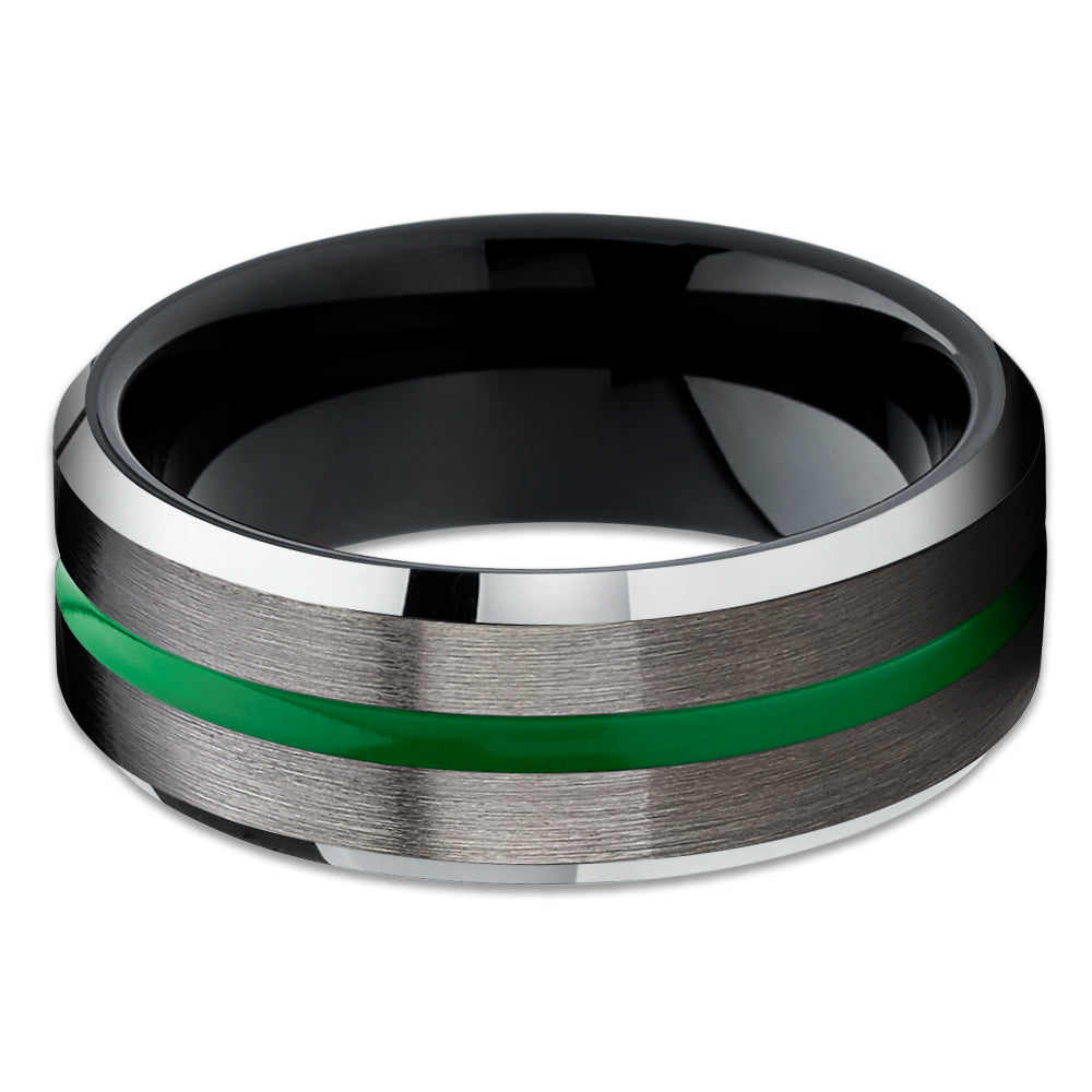 Gunmetal Tungsten Ring - Green Tungsten Ring - Tungsten Carbide - Black Tungsten Ring