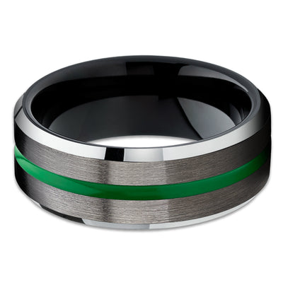 Gunmetal Tungsten Ring - Green Tungsten Ring - Tungsten Carbide - Black Tungsten Ring
