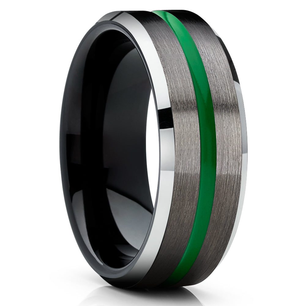 Gunmetal Tungsten Ring - Green Tungsten Ring - Tungsten Carbide - Black Tungsten Ring
