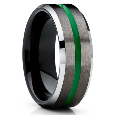 Gunmetal Tungsten Ring - Green Tungsten Ring - Tungsten Carbide - Black Tungsten Ring