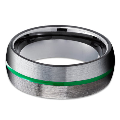 Gunmetal Tungsten Wedding Band - Green Tungsten Ring - Gray Tungsten Ring - Unique
