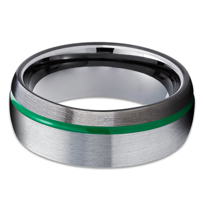 Gunmetal Tungsten Ring - Green Tungsten Ring - Gray Tungsten Ring - Green Ring