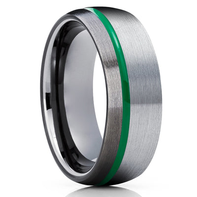 Gunmetal Tungsten Ring - Green Tungsten Ring - Gray Tungsten Ring - Green Ring