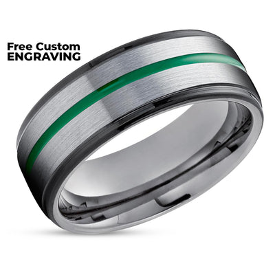 Gunmetal Tungsten Ring - Green Tungsten Ring - Anniversary Ring - Gray Tungsten Ring