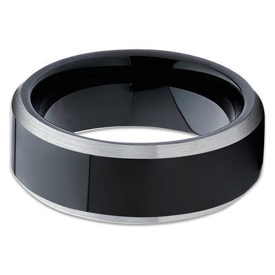 Black Wedding Ring - Shiny Wedding Ring - Black Tungsten Wedding Band - Tungsten Band