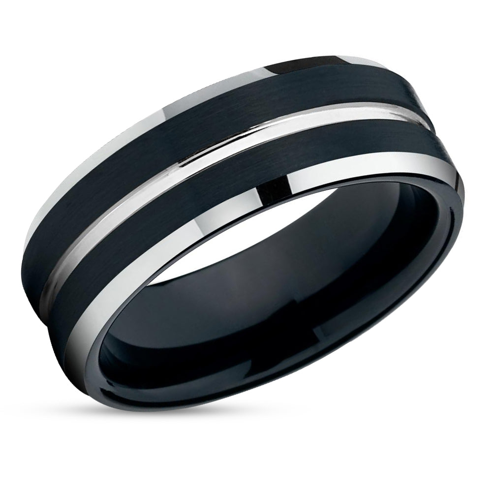 Black Tungsten Wedding Band - Black Tungsten Ring - Black Wedding Ring - Tungsten Ring