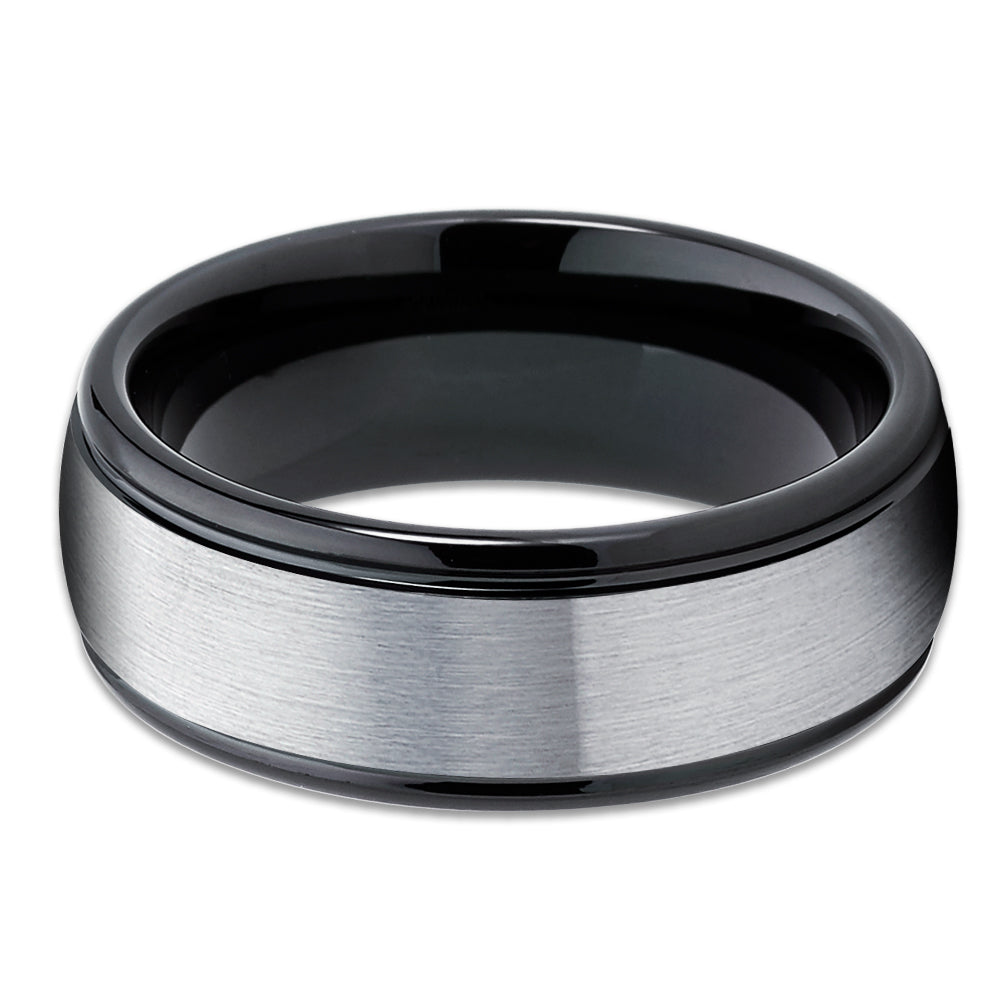 Tungsten Wedding Ring - Black Tungsten Ring - Tungsten Carbide Ring - Silver Ring