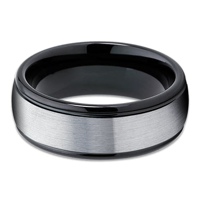 Tungsten Wedding Ring - Black Tungsten Ring - Tungsten Carbide Ring - Silver Ring