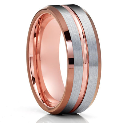 Rose Gold Wedding Ring - Espresso Wedding Band - Tungsten Carbide Ring - Ring