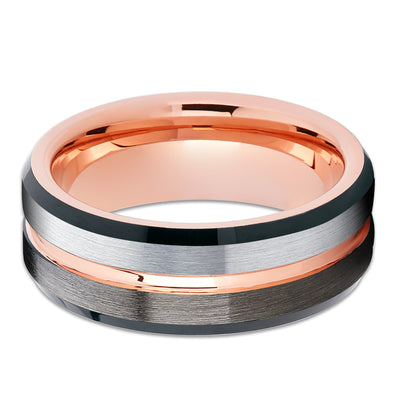 Gunmetal Tungsten Ring - Rose Gold Tungsten Ring - Engagement Ring - Anniversary Ring