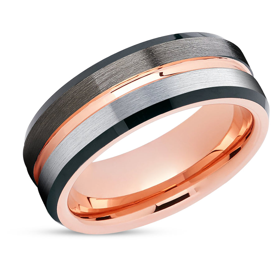 Gunmetal Tungsten Ring - Rose Gold Tungsten Ring - Engagement Ring - Anniversary Ring