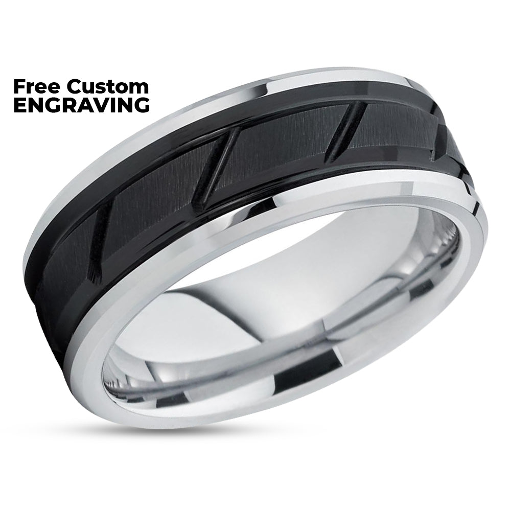 Black Tungsten Ring - Men's Wedding Band - Black Tungsten Band - 8mm