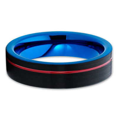 6mm - Red Tungsten Ring - Tungsten Wedding Band - Blue Tungsten Ring - Clean Casting Jewelry