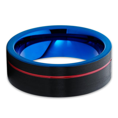 Black Tungsten Ring - Blue Tungsten - Red Tungsten Ring - Brush - Clean Casting Jewelry