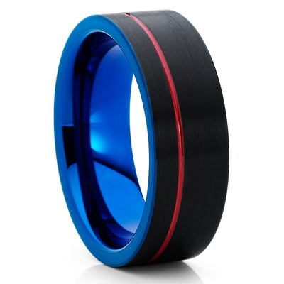 Black Tungsten Ring - Blue Tungsten - Red Tungsten Ring - Brush - Clean Casting Jewelry