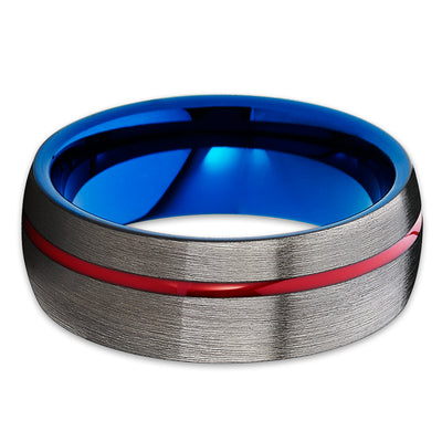 Red Tungsten Wedding Band - Blue Tungsten - Gunmetal Ring - Gray Tungsten - Clean Casting Jewelry