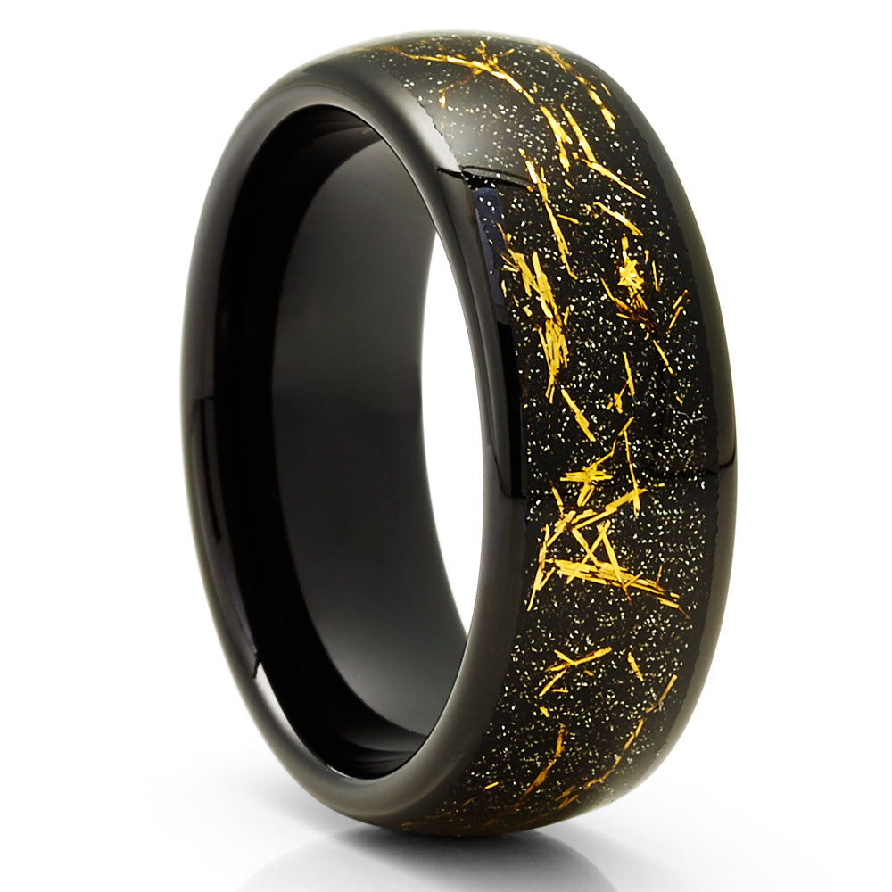 Meteorite Wedding Ring - Black Wedding Ring - Tungsten Wedding Ring - Meteorite Ring